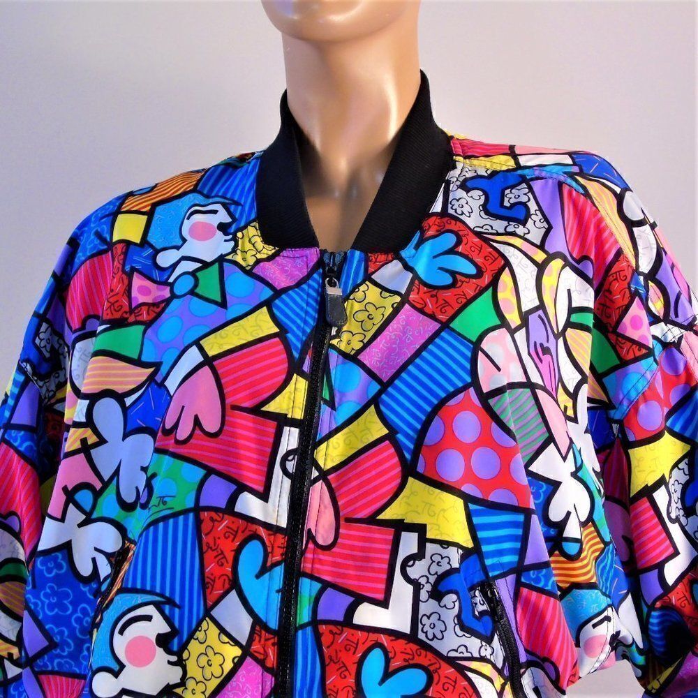 Vintage 1990s Pop Art Romero Britto Bomber Jacket